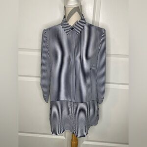 Chico’s 0 Blue White Striped Blouse